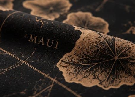 Close-up of the Map of Hawaii print on the fabric