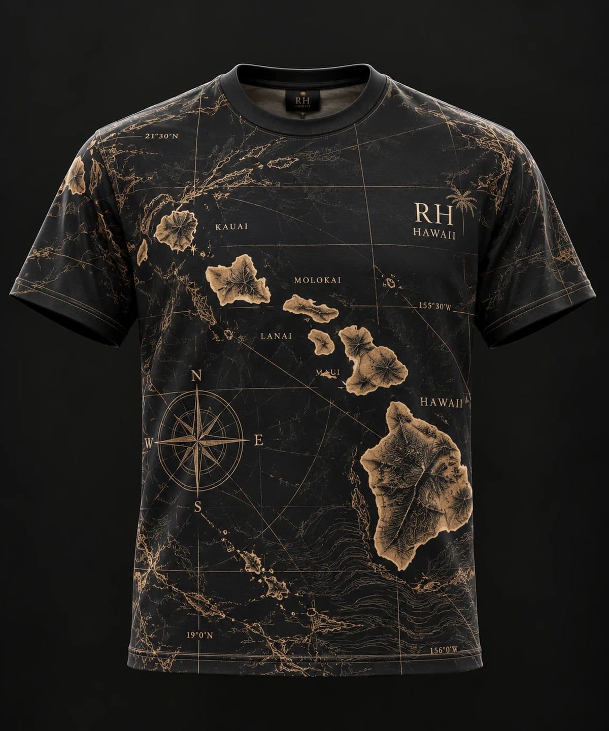 Map of Hawaii t-shirt, front